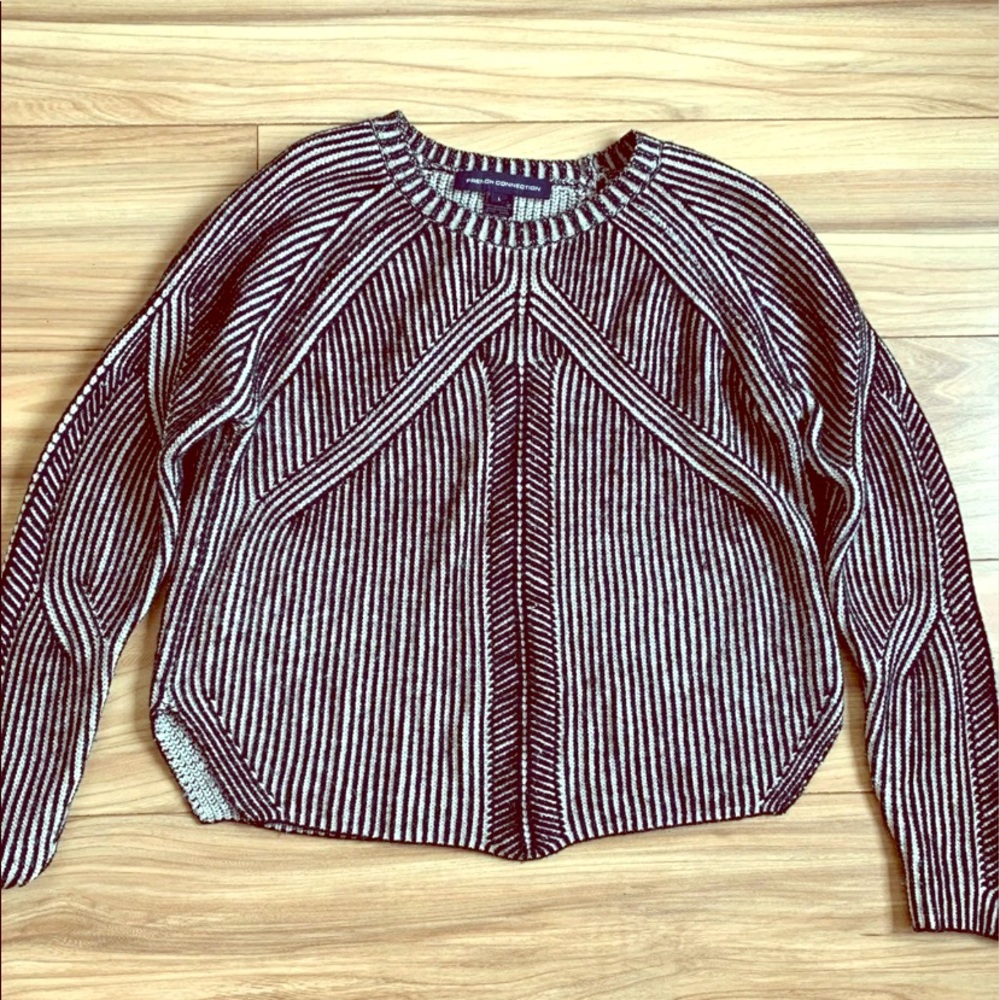 French connection like new black and white sweater